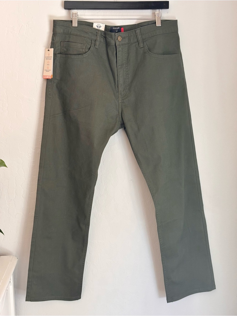 Dockers Mens Jean Cut Pants All Seasons Tech Straight Fit Size 34x29 Olive Green